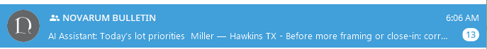 The morning bulletin channel with the day's lot priorities